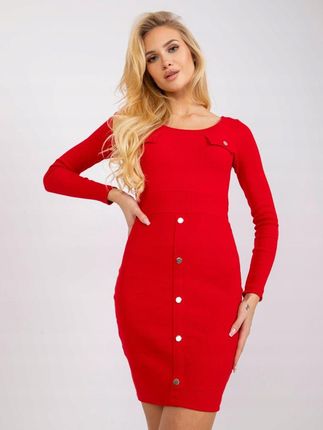 Sukienka czerwona dopasowana w prążek Barlett M