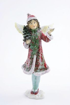 Figurka Śiwąteczna Figurka Dziewczynka Ze Skrzydełkami I Ptaszkiem Na
