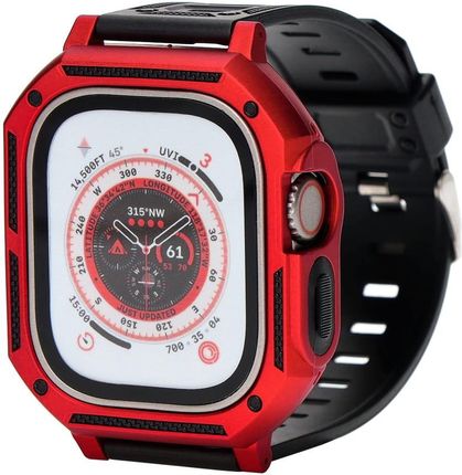 Bizon Etui Z Paskiem Strap + Case Watch Armor Do Apple Watch Ultra 49Mm Czerwone
