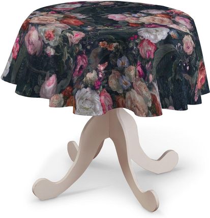 Dekoria Obrus Okrągły Wielobarwne Kwiaty Na Ciemnym Tle Gardenia 160X160 Cm