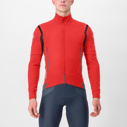 Castelli Kolarska Ocieplana Kurtka - Perfetto Ros 2 Convertible - Czerwony 2Xl