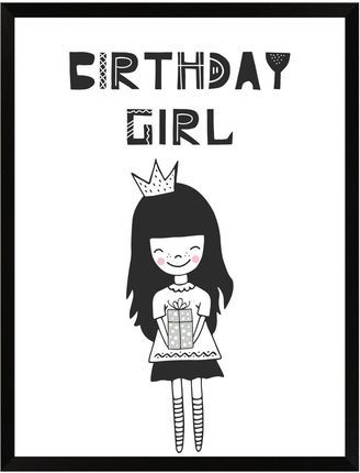 Mpink Plakat Urodzinowy Birthday Girl 21X29,7 Cm + Ramka Czarna