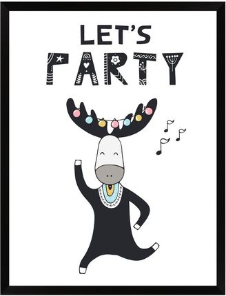 Mpink Plakat Urodzinowy Let'S Party 21X29,7 Cm + Ramka Czarna