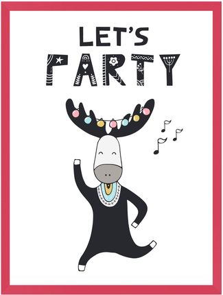 Mpink Plakat Urodzinowy Let'S Party 24X30 Cm + Ramka Amarant