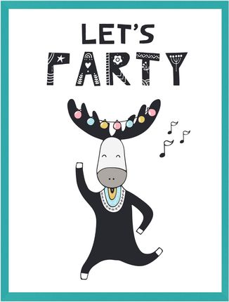 Mpink Plakat Urodzinowy Let'S Party 24X30 Cm + Ramka Turkusowe Morze