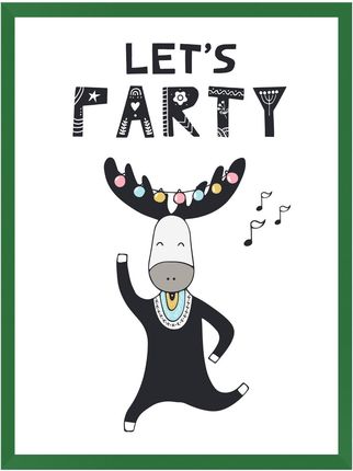 Mpink Plakat Urodzinowy Let'S Party 24X30 Cm + Ramka Zielona