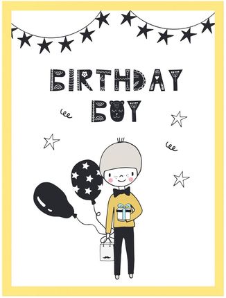 Mpink Plakat Urodzinowy Birthday Guy 30X40 Cm + Ramka Żółta