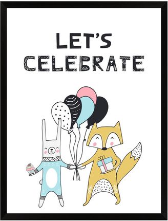 Mpink Plakat Urodzinowy Let'S Celebrate 2 24X30 Cm + Ramka Czarna