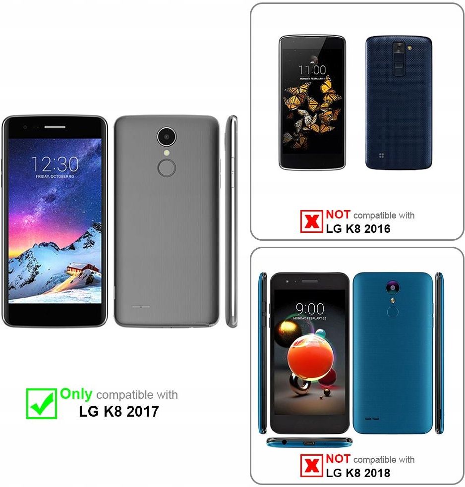 Cadorabo Custodia Libro per LG K8 2016 in Bruno Pietra - con Funzione