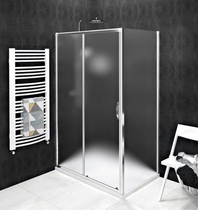 GELCO Kabina prysznicowa prostokątna narożna SIGMA SIMPLY 90x110x190 drzwi przesuwne ze ścianką boczną chrom szkło matowe BRICK uniwersalna z powłoką