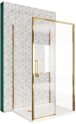 Złota szczotkowana kabina prysznicowa przyścienna drzwi rozsuwane 100x80 Rapid Slide Rea