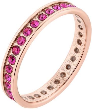 Obrączka z różowego złota z różowymi kryształami Preciosa r.10