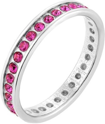 Srebrna obrączka z różowymi kryształami Preciosa r.16
