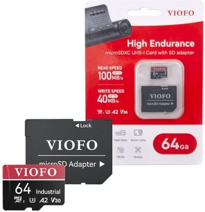 VIOFO INDUSTRIAL 64GB KARTA PAMIĘCI MICROSDXC DO REJESTRATORÓW - UHS-I U3 100/40 MB/s V30 A2
