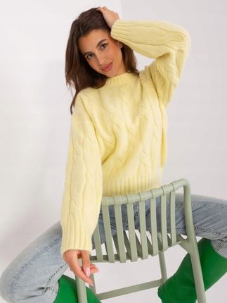 Sweter żółty z warkoczami i ściągaczami akrylowy