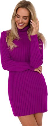 M770 Sukienka z golfem - purpurowa (kolor fiolet, rozmiar L/XL)
