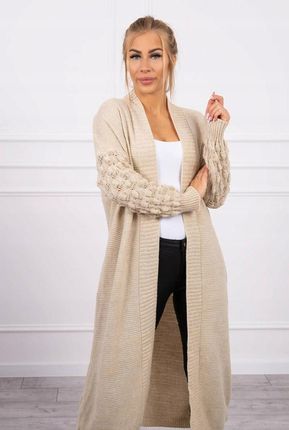 Sweter z bąbelkami na rękawie beżowy kardrigan