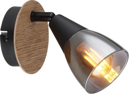 GLOBO MUBBY 54311-1 Lampa ścienna, metal czarny,  drewno brązowe