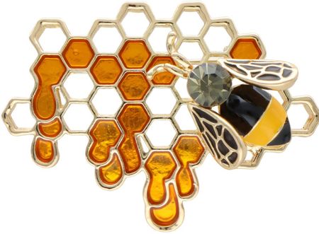 Hug<3 Przepiękna ozdobna złota broszka pszczoła miód