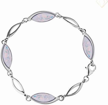 Susetti Elegancka srebrna bransoletka z błyszczącymi kamieniami - opal biały