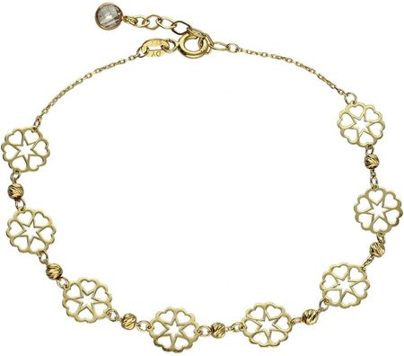 Diament Bransoletka złota damska Ażurowe kwiaty 585