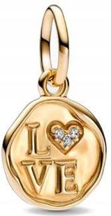 Simply Me charms lśniący złoty medalion LOVE srebro 925