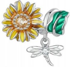 Simply Me charms separator słonecznik ważka kwiat srebro 925