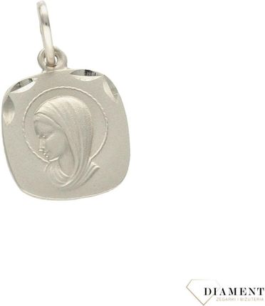 Złoty medalik z białego złota 585 Matka Boska