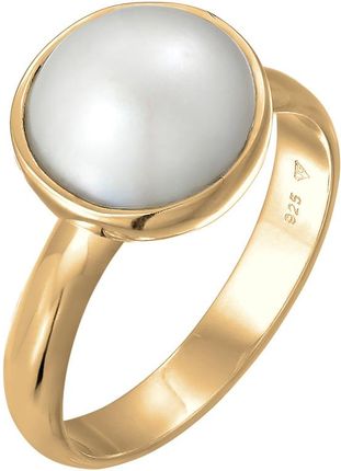 Nenalina Pierścień Damski elegancki okrągły z perłą ze srebra próby 925 Sterling Silver Pierścionki