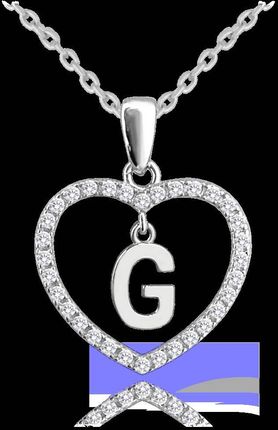 Minet Srebrny naszyjnik litera w sercu „G” z cyrkoniami