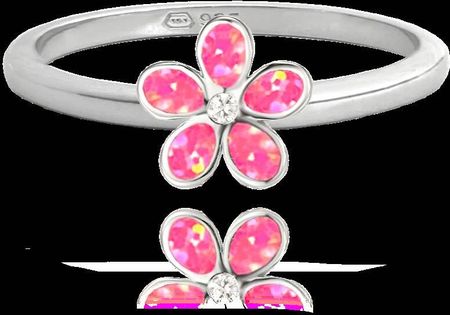Minet Pierścien srebrny KWIATY z różowymi opalami wielkość 10