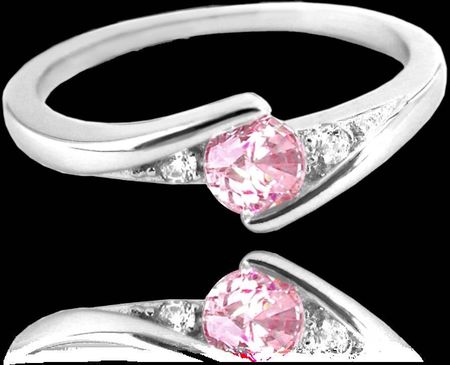 Minet Pierścien srebrny elegancki z różową cyrkonią wielkość 17 cyrkoniami 45