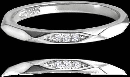 Minet MINET+ Minimalistyczny srebrny pierścien ślubny z cyrkoniami rozmiar 8