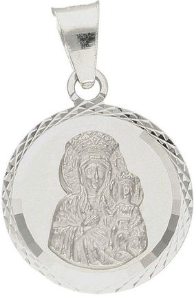 Srebrny medalik zawieszka okrągła z Matką Boską Częstochowską 15 mm