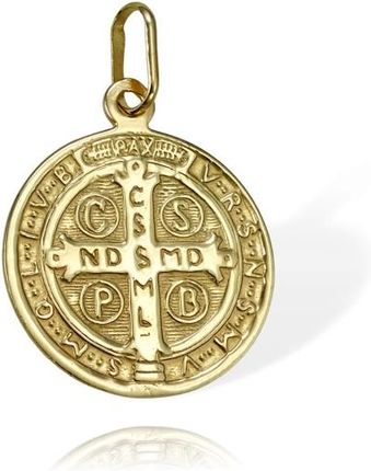 Norbisrebro Złoty Duży Medalik Św. Benedykt - Próba 585
