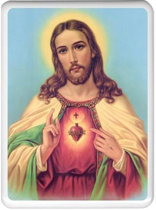 Kolorowy obrazek sakralny na porcelanie prostokątnej - Serce Jezusa