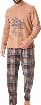 Flanelowa piżama męska KEY MNS 421 B23 beżowa (M)
