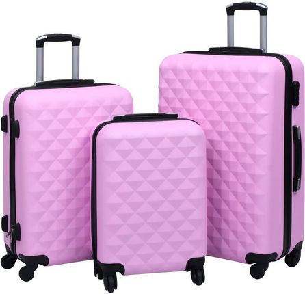 Zestaw twardych walizek na kółkach, 3 szt., różowy, ABS
