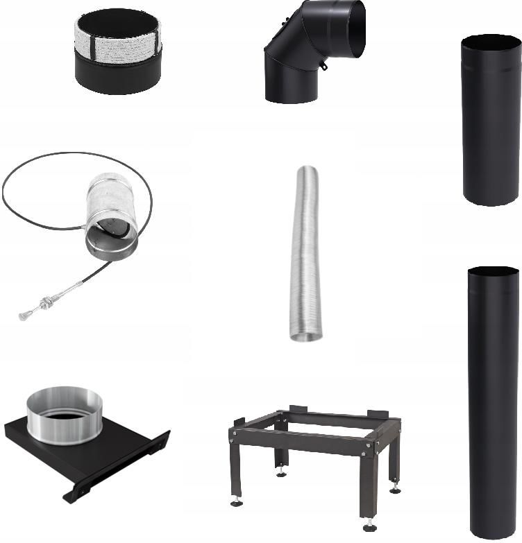 Kratki Rohrset Ø 180 Mm – Kaminmontageset Mit Rohren, 90°-Bogen & Wandrosette, Aus Stahl | Rauchrohr-Set Für Kaminofen