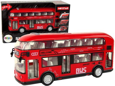 Leantoys Autobus Dwupiętrowy Czerwony Z Napędem Frykcyjnym