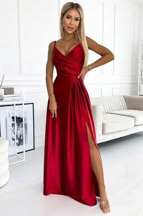 Chiara maxi długa satynowa suknia czerwona S