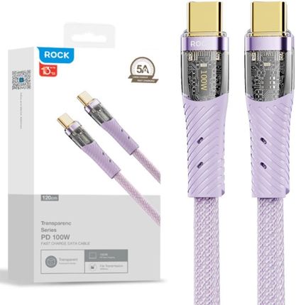 ROCK Z21 Kabel USB-C do USB-C QC VOOC 100W 1,2m - fioletowy