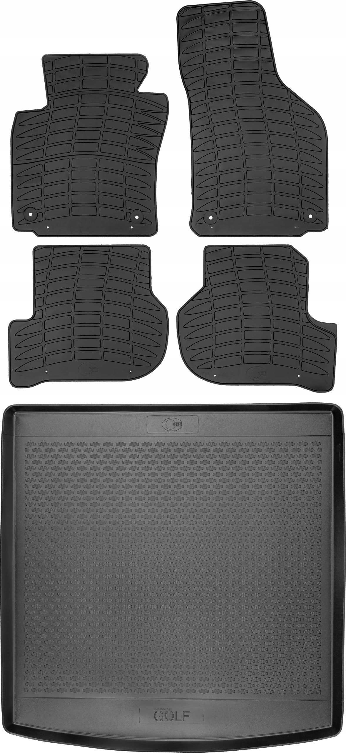 Dywanik samochodowy Zestaw wycieraczek gumowych do Vw Golf VI Kb 08-13 ...