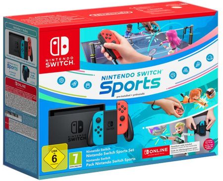Nintendo Switch Neon Red/Blue + Switch Sports + 3M NSO