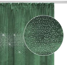 Spod Igły I Nitki Butelkowa Zieleń Zasłona Welurowa Z Kryształkami Na Taśmie 140X270 Shiny