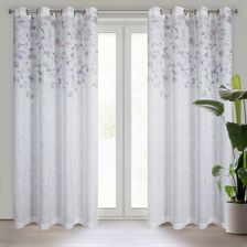 Eurofirany Zasłona Na Przelotkach W Kwiaty Złota Nitka Ana 140X250 Biała+Beżowa