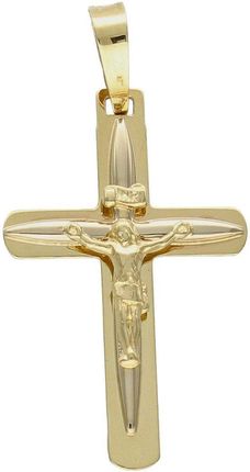 Złota zawieszka 585 krzyżyk z wizerunkiem Jezusa