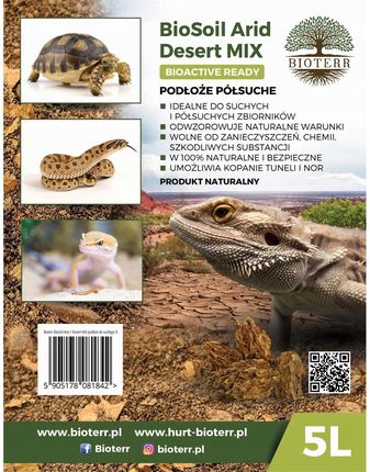 Biosoil Arid Desert Mix 5L PodłożE Do Terrarium Półsuchego Dla Agamy Gekona Żółwi 