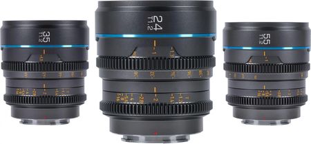 Sirui Cine Lens Nightwalker S35 Kit 24/35/55mm T1.2 E-Mount Metal Grey | Zestaw 3 obiektywów filmowych