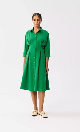 Sukienka szmizjerka o długości midi (Zielony, S)